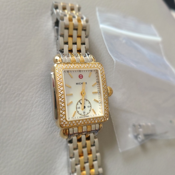 MICHELE Deco 16 Two Tone Diamond Gold and Silver Ladies Watch MWW06V000023 - Picture 3 of 6